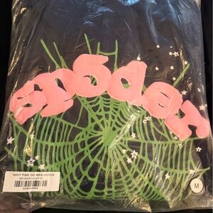 SP5DER PINK/GREEN HOODIE MENS SIZE MEDIUM BRAND NEW